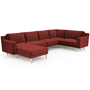 Klem Slim 339 X 203 Köşe Ahşap Ayak - Kadife Paslı Kırmızı