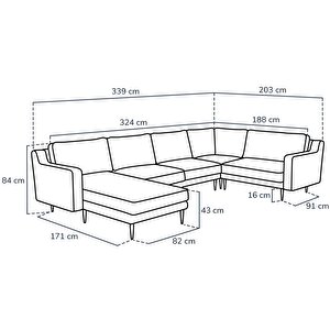Klem Slim 339 X 203 Köşe Ahşap Ayak - Kadife Paslı Kırmızı