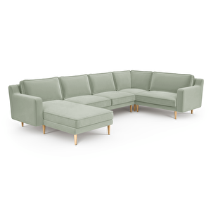 Klem Slim 339 X 203 Köşe Ahşap Ayak - Kadife Çağla Yeşili