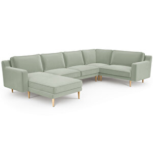 Klem Slim 339 X 203 Köşe Ahşap Ayak - Kadife Çağla Yeşili