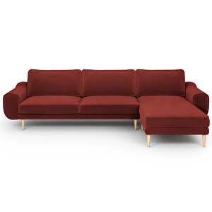 Klem 306 X 171 Köşe Ahşap Ayak - Kadife Paslı Kırmızı