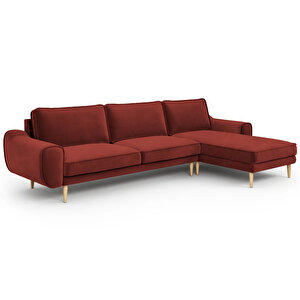 Klem 306 X 171 Köşe Ahşap Ayak - Kadife Paslı Kırmızı