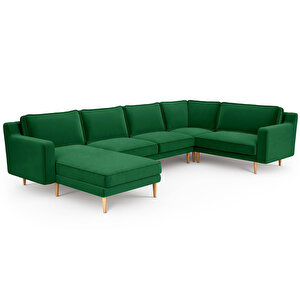 Klem Slim 339 X 203 Köşe Ahşap Ayak - Kadife Zümrüt Yeşili