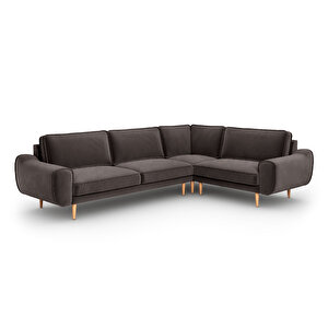 Klem 210 X 290 Köşe Ahşap Ayak - Kadife Kül Gri