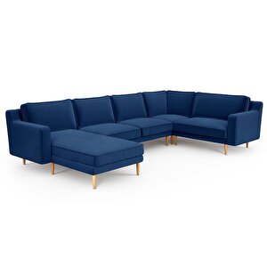 Klem Slim 339 X 203 Köşe Ahşap Ayak - Kadife Gece Mavisi