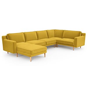 Klem Slim 339 X 203 Köşe Ahşap Ayak - Kadife Hardal