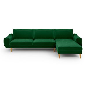 Klem 306 X 171 Köşe Ahşap Ayak - Kadife Zümrüt Yeşili