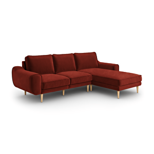 Klem 254 X 171 Köşe Ahşap Ayak - Kadife Paslı Kırmızı