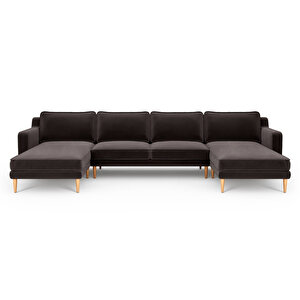 Klem Slim 348 X 171 Köşe Ahşap Ayak - Kadife Kül Gri