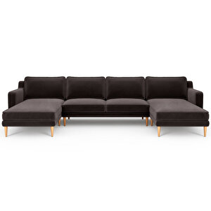Klem Slim 348 X 171 Köşe Ahşap Ayak - Kadife Kül Gri