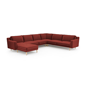 Klem Slim 339 X 283 Köşe Ahşap Ayak - Kadife Paslı Kırmızı