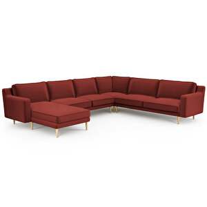 Klem Slim 339 X 283 Köşe Ahşap Ayak - Kadife Paslı Kırmızı
