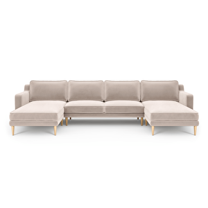 Klem Slim 348 X 171 Köşe Ahşap Ayak - Kadife Ekru