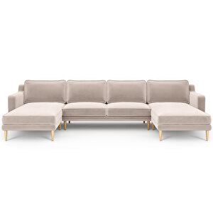 Klem Slim 348 X 171 Köşe Ahşap Ayak - Kadife Ekru