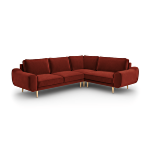 Klem 210 X 264 Köşe Ahşap Ayak - Kadife Paslı Kırmızı