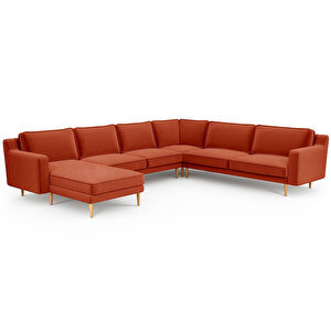 Klem Slim 339 X 283 Köşe Ahşap Ayak - Kadife Kiremit