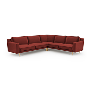 Klem Slim 283 X 257 Köşe Ahşap Ayak - Kadife Paslı Kırmızı