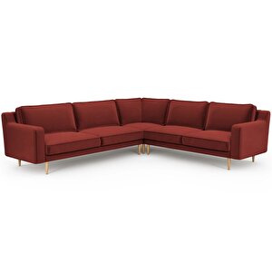 Klem Slim 283 X 257 Köşe Ahşap Ayak - Kadife Paslı Kırmızı