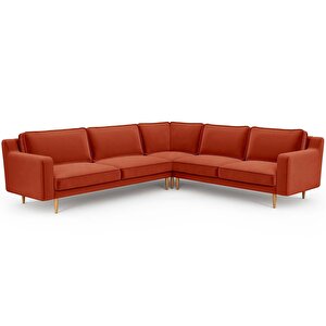 Klem Slim 283 X 257 Köşe Ahşap Ayak - Kadife Kiremit