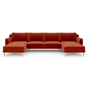 Klem Slim 348 X 171 Köşe Ahşap Ayak - Kadife Kiremit
