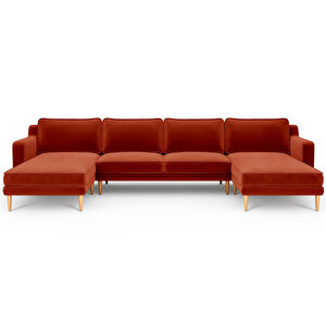 Klem Slim 348 X 171 Köşe Ahşap Ayak - Kadife Kiremit