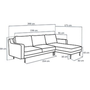 Klem Slim 266 X 171 Köşe Ahşap Ayak - Kadife Haki