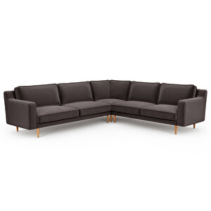 Klem Slim 283 X 257 Köşe Ahşap Ayak - Kadife Kül Gri