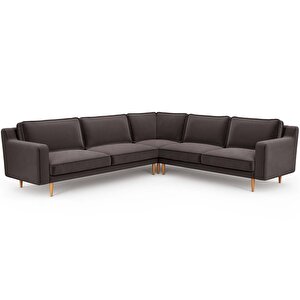 Klem Slim 283 X 257 Köşe Ahşap Ayak - Kadife Kül Gri