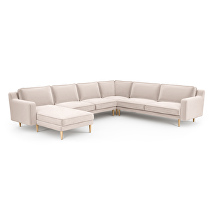 Klem Slim 339 X 283 Köşe Ahşap Ayak - Kadife Ekru