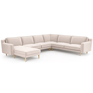 Klem Slim 339 X 283 Köşe Ahşap Ayak - Kadife Ekru