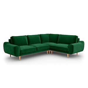 Klem 210 X 264 Köşe Ahşap Ayak - Kadife Zümrüt Yeşili