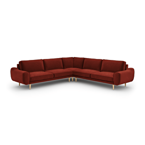 Klem 290 X 290 Köşe Ahşap Ayak - Kadife Paslı Kırmızı