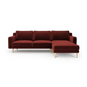 Klem Slim 266 X 171 Köşe Ahşap Ayak - Kadife Paslı Kırmızı