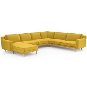Klem Slim 339 X 283 Köşe Ahşap Ayak - Kadife Hardal
