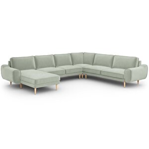 Klem 346 X 290 Köşe Ahşap Ayak - Kadife Çağla Yeşili