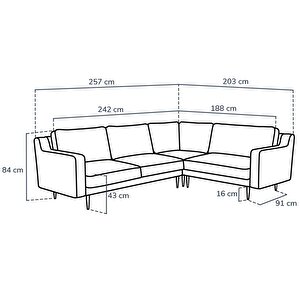 Klem Slim 257 X 203 Köşe Ahşap Ayak - Keten Havacı Mavi