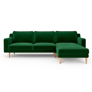 Klem Slim 266 X 171 Köşe Ahşap Ayak - Kadife Zümrüt Yeşili