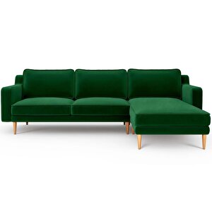 Klem Slim 266 X 171 Köşe Ahşap Ayak - Kadife Zümrüt Yeşili