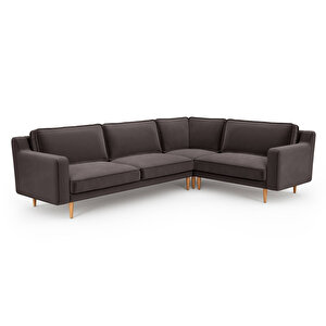 Klem Slim 283 X 203 Köşe Ahşap Ayak - Kadife Kül Gri