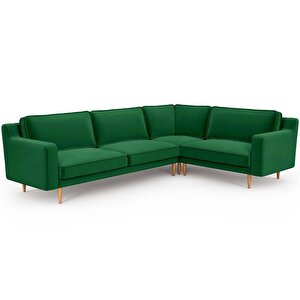 Klem Slim 283 X 203 Köşe Ahşap Ayak - Kadife Zümrüt Yeşili
