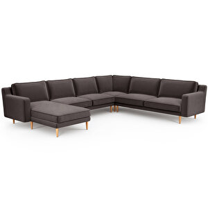 Klem Slim 339 X 283 Köşe Ahşap Ayak - Kadife Kül Gri