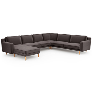 Klem Slim 339 X 283 Köşe Ahşap Ayak - Kadife Kül Gri