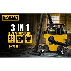 Dewalt Dxv23p 1150w 23lt Taşınabilir Islak Ve Kuru Elektrikli Süpürge