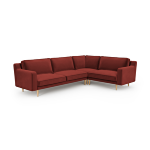 Klem Slim 283 X 203 Köşe Ahşap Ayak - Kadife Paslı Kırmızı