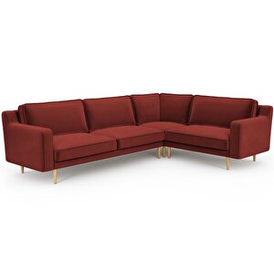 Klem Slim 283 X 203 Köşe Ahşap Ayak - Kadife Paslı Kırmızı