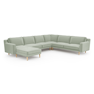 Klem Slim 339 X 283 Köşe Ahşap Ayak - Kadife Çağla Yeşili