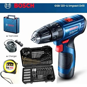 Gsb 120 Li Darbeli Matkap Vidalama (tek Batarya) ,bosch V-line 103 Parça Uç Seti Ve Metre