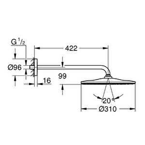 Grohe Rainshower Mono 310 Tepe Duşu 422 Mm, 1 Püskürtme - 26558al0