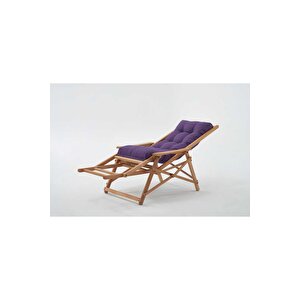 Most Sunbed Şezlong Su Bazlı %100 Ağaç Outdoor Mor Kumaş Silikon Dolgu