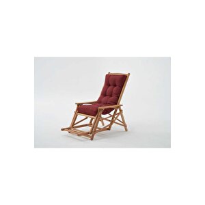 Most Sunbed Şezlong Su Bazlı %100 Ağaç Outdoor Bordo Kumaş Silikon Dolgu